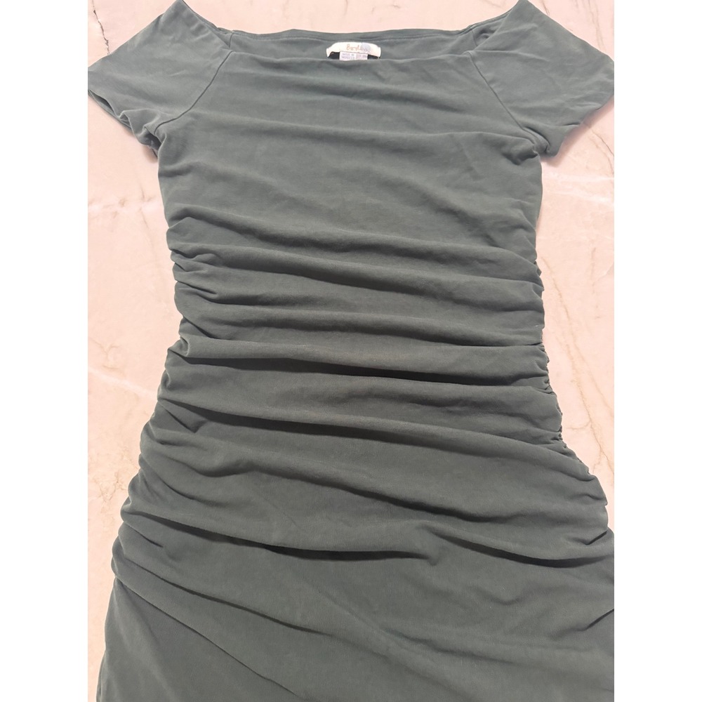 Boden Green Ruched Bodycon Dress Short Sleeve Boat Neck WW065 Size US 4R - Picture 2 of 8